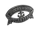 Antique Silver Cast Iron Crews Quarters Sign 8""