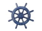 Rustic All Dark Blue Decorative Ship Wheel 12""