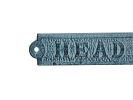 Light Blue Whitewashed Cast Iron Head Sign 6""