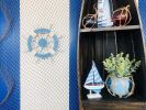 Rustic Light Blue and White Decorative Ship Wheel 12""