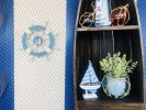 Rustic Light Blue And White Decorative Ship Wheel With Sailboat 12""