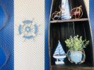 Rustic Light Blue And White Decorative Ship Wheel With Starfish 12""