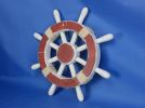 Rustic Red and White Decorative Ship Wheel 12""