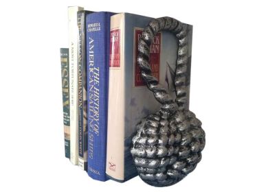 Set of 2- Antique Silver Cast Iron Sailor's Knot Book Ends 10""