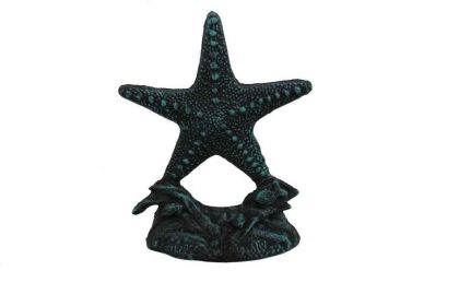 Seaworn Blue Cast Iron Starfish Door Stopper 11""