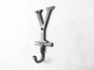 Rustic Silver Cast Iron Letter Y Alphabet Wall Hook 6""