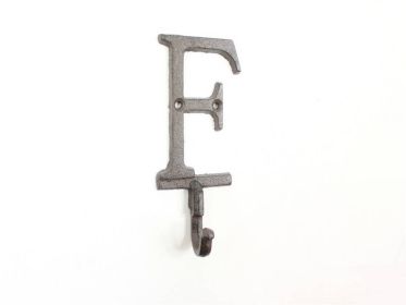 Cast Iron Letter F Alphabet Wall Hook 6""