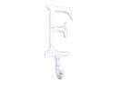 Whitewashed Cast Iron Letter F Alphabet Wall Hook 6""