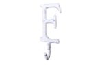Whitewashed Cast Iron Letter F Alphabet Wall Hook 6""