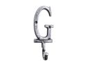 Rustic Silver Cast Iron Letter G Alphabet Wall Hook 6""