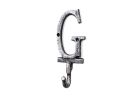 Rustic Silver Cast Iron Letter G Alphabet Wall Hook 6""