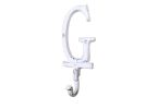 Whitewashed Cast Iron Letter G Alphabet Wall Hook 6""