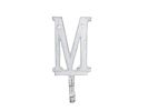 Whitewashed Cast Iron Letter M Alphabet Wall Hook 6""