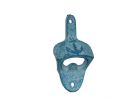 Light Blue Whitewashed Cast Iron Wall Mounted Anchor Bottle Opener 3""