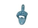 Light Blue Whitewashed Cast Iron Wall Mounted Anchor Bottle Opener 3""