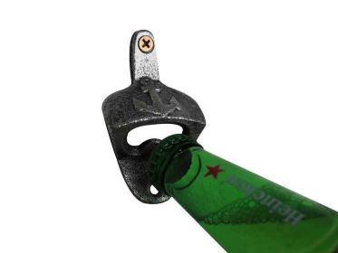 Antique Silver Cast Iron Wall Mounted Anchor Bottle Opener 3""