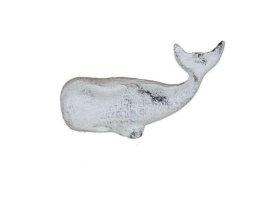 Whitewashed Cast Iron Whale Paperweight 5""