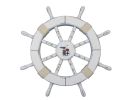 Rustic White Decorative Ship Wheel with Seagull and Lifering 18""