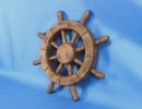 Rustic Wood Finish Decorative Ship Wheel 12""
