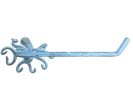 Rustic Light Blue Cast Iron Octopus Toilet Paper Holder 11"
