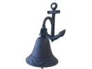 Rustic Dark Blue Cast Iron Wall Hanging Anchor Bell 8""