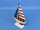 Wooden USA Flag Sailer Model Sailboat Decoration 9""
