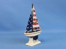 Wooden USA Flag Sailer Model Sailboat Decoration 9""