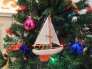 Orange Sailboat Christmas Tree Ornament 9"
