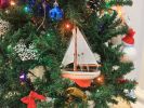 Orange Sailboat Christmas Tree Ornament 9"