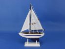 Wooden Blue Sailboat Christmas Tree Ornament 9""