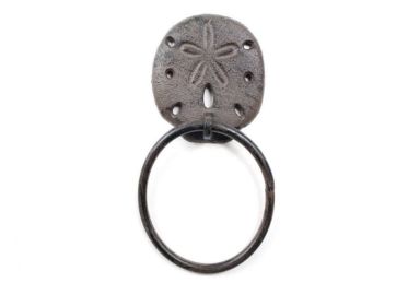 Cast Iron Decorative Sand Dollar Towel Holder 8""