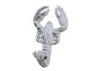 Rustic Whitewashed Cast Iron Decorative Wall Mounted Lobster Hook 5""