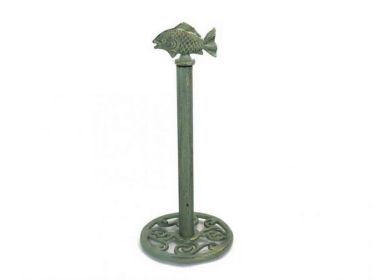 Antique Bronze Cast Iron Fish Extra Toilet Paper Stand 15""