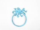Rustic Light Blue Cast Iron Octopus Towel Holder 6""