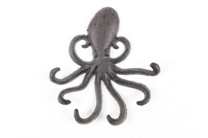 Cast Iron Wall Mounted Decorative Octopus Hooks 7""