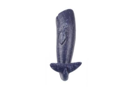 Rustic Dark Blue Cast Iron Whale Hook 6""