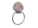 Rustic Copper Cast Iron Seashell Towel Holder 8.5"