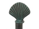 Rustic Seaworn Blue Cast Iron Seashell Extra Toilet Paper Stand 16"