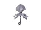 Rustic Silver Cast Iron Seashell Beach Hook 8""