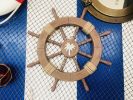 Rustic Wood Finish Decorative Ship Wheel with Palm Tree 18""