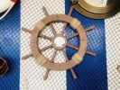 Rustic Wood Finish Decorative Ship Wheel with Seashell 18""