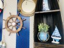 Rustic Wood Finish Decorative Ship Wheel with Seashell 18""