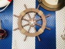 Rustic Wood Finish Decorative Ship Wheel with Starfish 18""