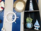 Rustic White Decorative Ship Wheel with Palm Tree 18""
