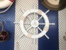 Rustic White Decorative Ship Wheel with Sailboat 18""