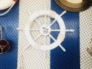 Rustic White Decorative Ship Wheel with Seagull and Lifering 18""