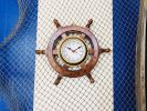 Deluxe Class Wood and Antique Brass Ship Steering Wheel Clock 12""