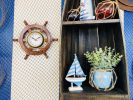 Deluxe Class Wood and Antique Brass Ship Steering Wheel Clock 12""