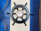 Deluxe Class Wood and Chrome Pirate Ship Wheel Clock 18""