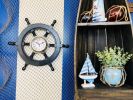 Deluxe Class Wood and Chrome Pirate Ship Wheel Clock 18""